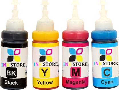INKSTORE T664 Ink For L130,L380,L220,L360,L455 Printers - (C/M/Y/Bk 100g x 4) Black + Tri Color Combo Pack Ink Bottle