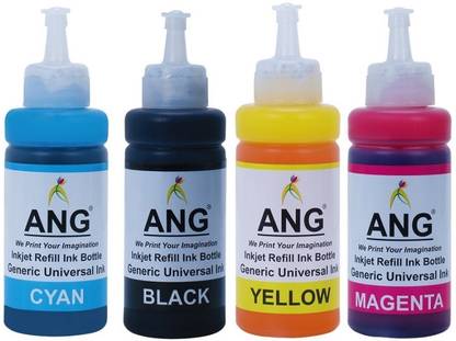 Ang Refill Ink For E410 All-In-One Printer ink C, M, Y& B - 100 ML Each Bottle Tri-Color Ink Cartridge