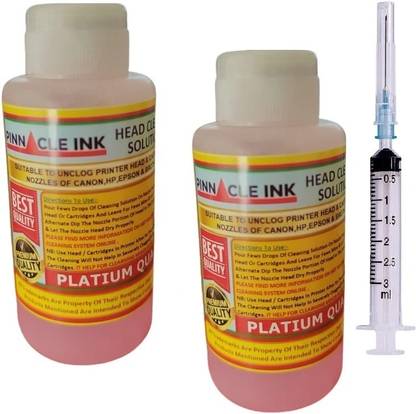 PINNACLE Printer Ink 2 Head Cleaner Solution Liquid for Ep Clean Clogged and Blocked Tri-Color Ink Bottle