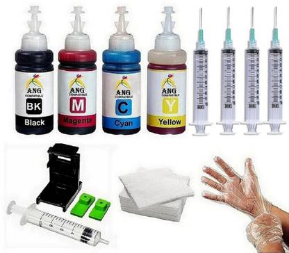 Ang Refill ink Pixma E400 E410 E417 E460 E470 E477 E480 E3170 E3177 Printers Black + Tri Color Combo Pack Ink Cartridge