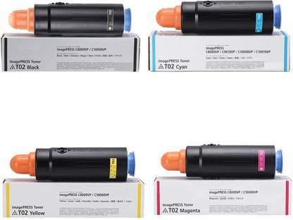 Go Toner cartridge T02 (4 Colour Set) Compatible for Canon Copier C10000VP,C8000VP,C10010VP,C9010VP Black + Tri Color Combo Pack Ink Toner