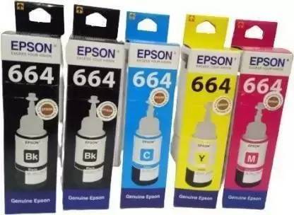 REBIT Epson EP-664-5 bottel Black + Tri Color Combo Pack Ink Bottle