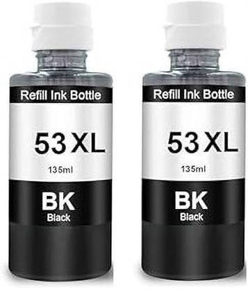 HDPrint Printer Ink GT53xl, Black for ,GT5820 Ink Bottle (135ml X 2 Bottle Black Ink) Black + Tri Color Combo Pack Ink Bottle