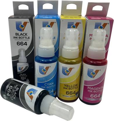 PRINTZONE Refill Ink Compatible For L550 L555 L565 L1300 EcoTank Printer 70 ML (C M Y Bk) Black + Tri Color Combo Pack Ink Bottle
