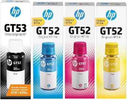 Gedi HP GT53 Black & GT52 C/M/Y Ink Bottle (Set of 4) Black + Tri Color Combo Pack Ink Bottle