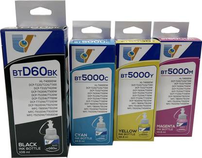 PRINTZONE Refill Ink for BR T Series BT6000BK / BT5000 Compatible For Brother DCP - T220 , DCP - T520W , DCP - T720DW , DCP- T820DW , DCP - T825DW , MFC - T920DW , T925DW Printers Black + Tri Color Combo Pack Ink Bottle