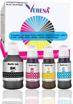 verena GI 71 Refill Ink G1020,G2020,G2021,G2060,G3020,G3021,G3060 Printers Black + Tri Color Combo Pack Ink Bottle