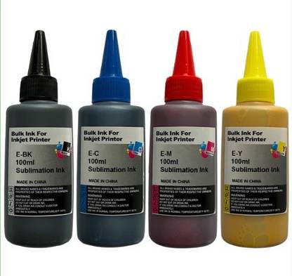 INKS ONLINE Universal Sublimation Inkjet Refilling Ink for use in Uni. Printers, Pack of 4 : Black + Tri Color Combo Pack Ink Bottle