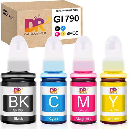 DR CARTRIDGE POINT Refill Canon G Series GI 790 Compatible for Canon Pixma G1000 G1010 Pack of 4 Black + Tri Color Combo Pack Ink Bottle