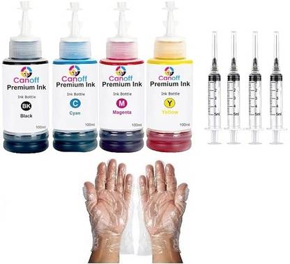 canoff Refill Kit Combo Pack of Inkjet Cartridge Compatible For 901, 818 Printers Black + Tri Color Combo Pack Ink Bottle