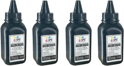 GPS Colour Your Dreams Hp 110A / W1112A Toner Cartridge Refill Pack Of 4 Bottle With Nozlle 80Gms. Black Ink Toner Powder