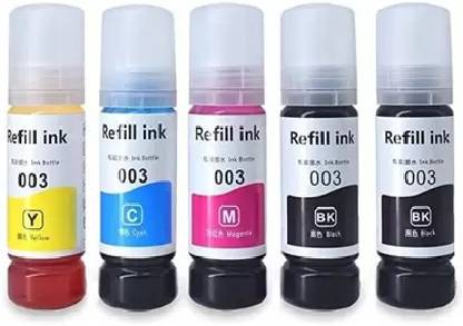 canoff Ink Refill for Epson 001,003,L3110,L3150,L3250,L3256,L4260,L4160,L3115,L3100 Black + Tri Color Combo Pack Ink Bottle