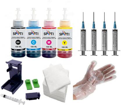 spotink Refill ink For Use In DeskJet 2332 Multi-function Color Printer (Full Set) Black + Tri Color Combo Pack Ink Bottle