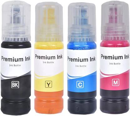 GREENBERRI 003/001 Ink for L3110,L3150,L3250,L3152, L3210 Printer-(C/M/Y/k - 70gm x4) Black + Tri Color Combo Pack Ink Bottle