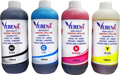 verena GI 71 Refill Ink Compatible for Canon Pixma G1020, G2020, G2021, G2060 Printers Black + Tri Color Combo Pack Ink Bottle