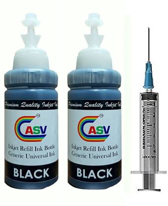 ASV REFILL hp Black Ink Cartridge 100ml X 2 with 1 Syringe 10ml Black Ink Cartridge Black Ink Cartridge