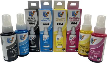 UV Refill Ink Compatible For Ep L110 L200 L210 L360 L1300 Printers – 70 ML Each Black + Tri Color Combo Pack Ink Bottle