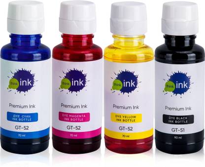 thinkink Compatible with HP GT51, GT52 & GT53 Black + Tri Color Combo Pack Ink Bottle