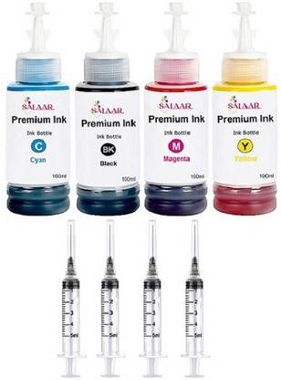 salaar Refill Ink Kit Suitable for Canon E410 All-in-One Printer (4X100ml + 4Syringes) Black + Tri Color Combo Pack Ink Cartridge