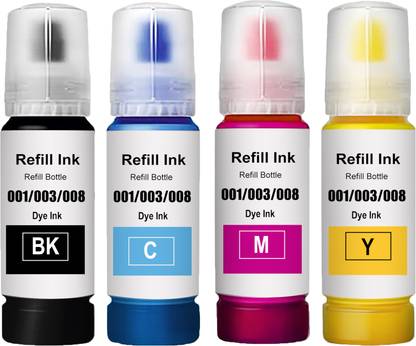 HYNEAR 003 Refill Ink Compatible for L3110, L3150, L3250, L3252 L3115, L3116, Printers Black + Tri Color Combo Pack Ink Bottle