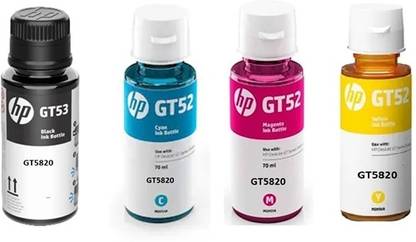HP ORIGINAL INK BOTTLE FOR DESK JET GT5820 INK TANK PRINTER FOUR COLOR COMBO Black + Tri Color Combo Pack Ink Bottle