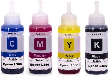 verena Refill Ink Compatible For EcoTank Inkjet L130,L110,L210 L220 Printers 70ML Black + Tri Color Combo Pack Ink Bottle