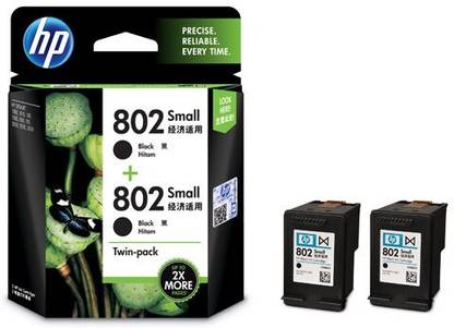 HP 802 Small Black - Twin Pack Ink Cartridge