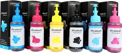 Splashjet Sublimation Ink for EP L800, L1800 Printers - (C,M,Y,Bk,LC,LM x 70g) - 501907 Black + Tri Color Combo Pack Ink Bottle