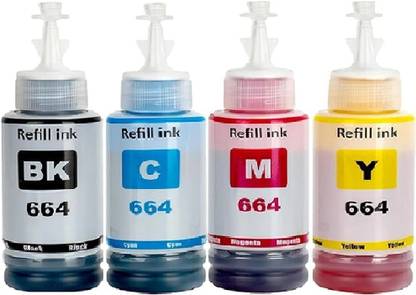 Gedi 664 Refill Ink for Epson L3150, L3152, L4150 Printer Black + Tri Color Combo Pack Ink Toner
