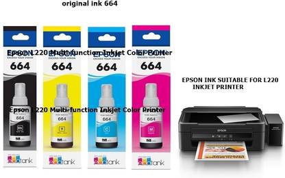 EPS ORIGINAL Epson L220 Multi-function Inkjet Color Printer Black + Tri Color Combo Pack Ink Bottle