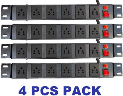 S S Enterprises 6 Socket Power Distribution Unit (PDU)/Extension Board For CCTV Rack(4 PCS) Grey Ink Toner
