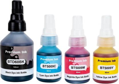 Salty BTD60 BT5000 Refill Ink Compatible for DCP-T300 T310W T500W Printers Black + Tri Color Combo Pack Ink Bottle