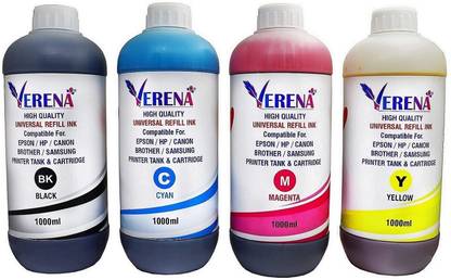 verena Refill Ink Compatible for E500,E510,E400 Printer 1000ML Black + Tri Color Combo Pack Ink Bottle