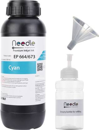 Needle 500 gms T664 for Ep L130 L360 L380 L361 L565 L210 L220 L310 L350 L405 Printers Cyan Ink Bottle