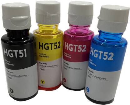 SDS GT51 & GT52 Ink Refill Dye Ink Compatible For Hp Smart Tank 790, 750 Printers Black + Tri Color Combo Pack Ink Bottle