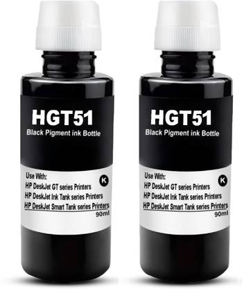 canoff HP GT51 Ink Bottle (90ml) For 310 315 319 410 415 419 5822 Inktank Printer Black - Twin Pack Ink Bottle