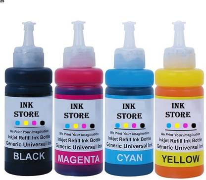 INKSTORE T6641 Refill Ink For Epson Printers Black + Tri Color Combo Pack Ink Bottle
