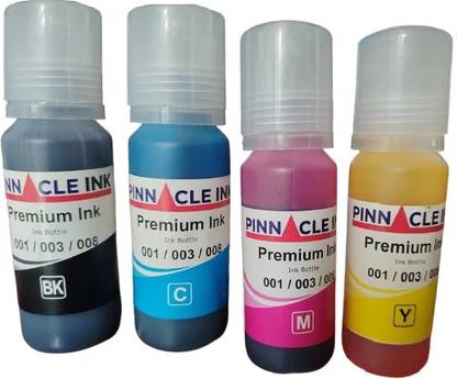 PINNACLE 001 003 008 Premium Compatible Refill Ink For L5190 Black + Tri Color Combo Pack Ink Bottle