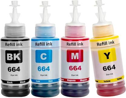 Gedi 664 Refill Ink Bottle for Epson L130, L220, L310, L360, L365, L380 Printers Black + Tri Color Combo Pack Ink Bottle