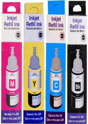 Printcare L220 / Refill Ink for Use in L220 Multi-Function Printer - 70 ML Each Bottle Black + Tri Color Combo Pack Ink Bottle