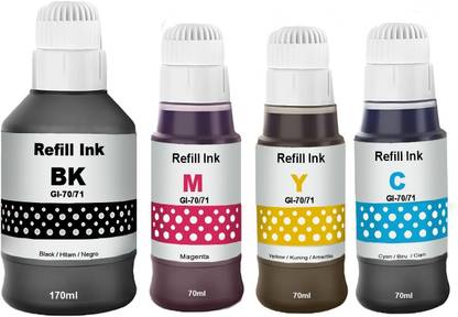 verena GI-70/71 Refill Ink For G1020, G2020, G2021, G2060, G3020, G3060 Black + Tri Color Combo Pack Ink Bottle