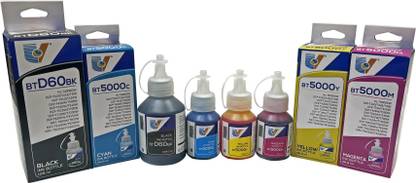 uv infotech Ink Refill Compatible for Brother T Series BT6000BK , BT5000 Used in DCP T300 , DCP T310W , DCP T500W , DCP T510W , DCP T700W , DCP T710W , MFC T800W , MFC T810W , MFC T900W , MFC T910W , HL T4000DW , MFC T4500DW (Bk - 100ML , C/Y/M-50MLx 3) Black + Tri Color Combo Pack Ink Cartridge