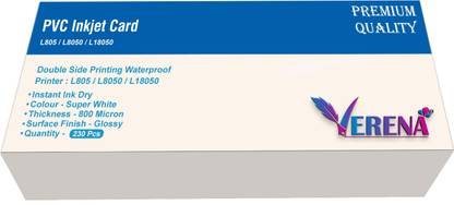verena Super White Plain PVC Id Card Compatible for Printers Pack of 230 Cards White Ink Cartridge