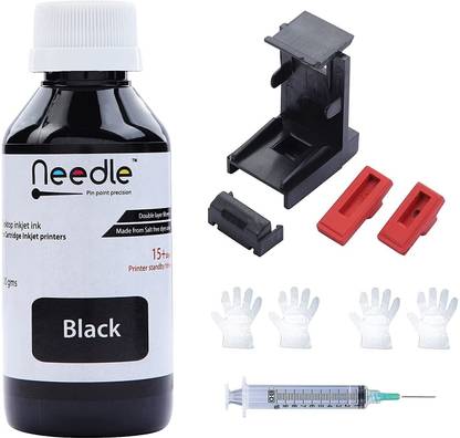 Needle 100 gms Ink Refill with Suction Tool for Cartridge Printers Black Ink Bottle