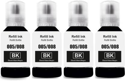Salty 005/008 Refill ink Compatible For M1100 M1120 M1140 M2120 Printers (Pack Of 4) Black Ink Bottle