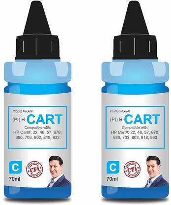 PRODOT Inkjet Cartridge Ink Refill for HP Deskjet Cartridges 22, 46, 57, 88, 680, 2 x Cyan Ink Bottle