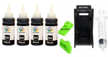 inkpoint REFILL KIT FOR HP 802 BLACK 4 Refill ink bottle_With 1 Syringe 1& 1Suction Tool Black Ink Bottle