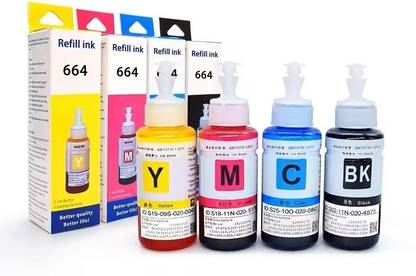 Ang Compatible T664 Ink For ep L130, L380, L220, L310, L350 Printers Black + Tri Color Combo Pack Ink Bottle