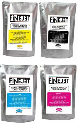 FINEJET KONICA MINOLTA COLOR TONER FOR C224, C258, C220, C280, C360, C368, C364,(2-KG) Black + Tri Color Combo Pack Ink Toner