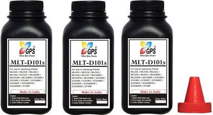 Black MLT-D101s / D101 Refill Toner Powder For Printer ML2161 / ML2156 / ML2162 / ML2164 / ML2167 / ML2160W / ML2165W / ML2168W / SCX3400 / SCX3405 / SCX3407 / SCX3400F / SCX3405F / SCX3400FW / SCX3405W / SF760P ( Pack Of 3 Bottle with Nozlle 70gms Each . Black Ink Toner Powder